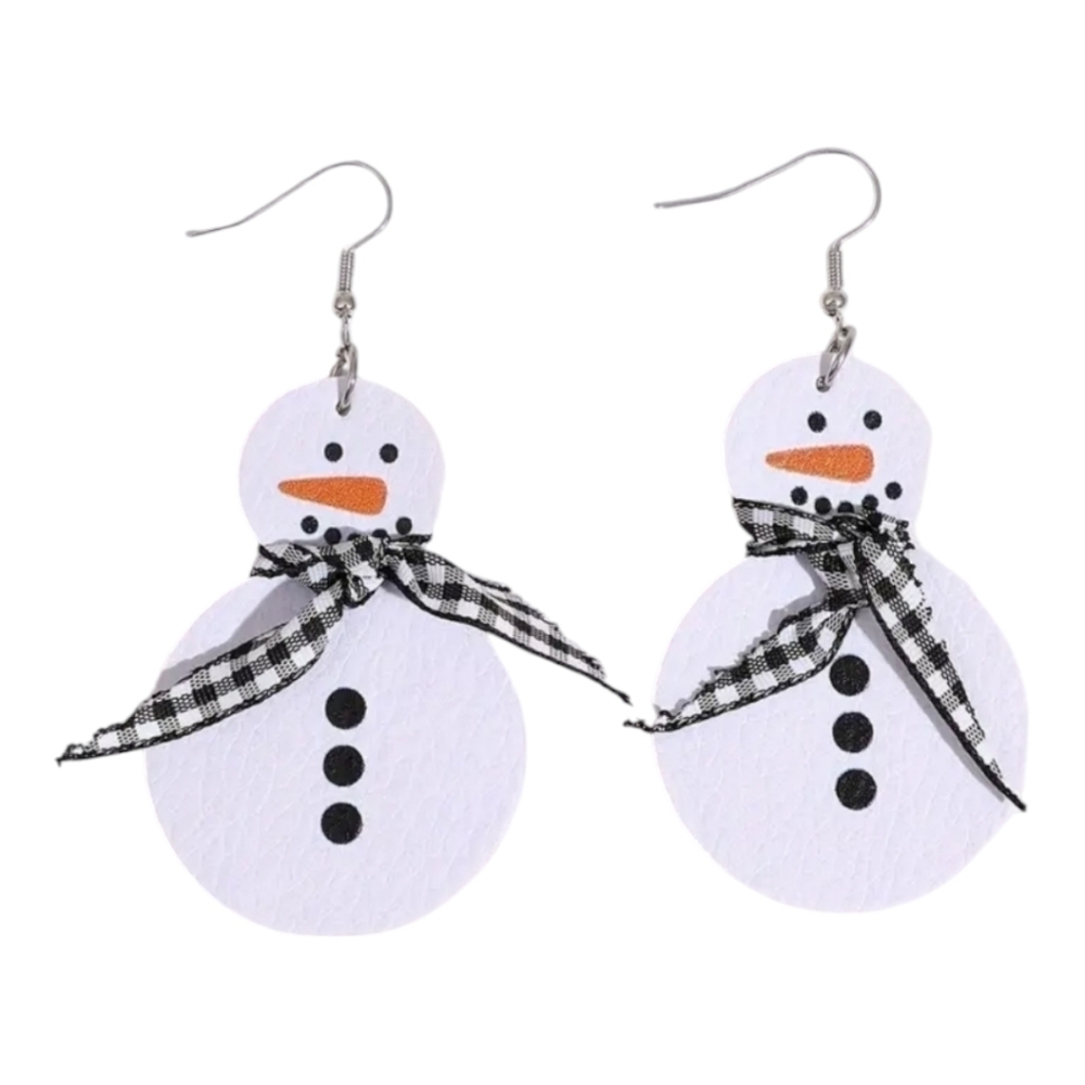 NWT Christmas Snowman Faux Leather Earrings